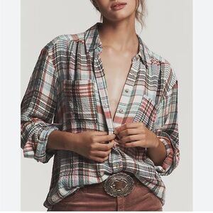 Anthropologie Pilcro womans Plaid Button-Up Shirt size M